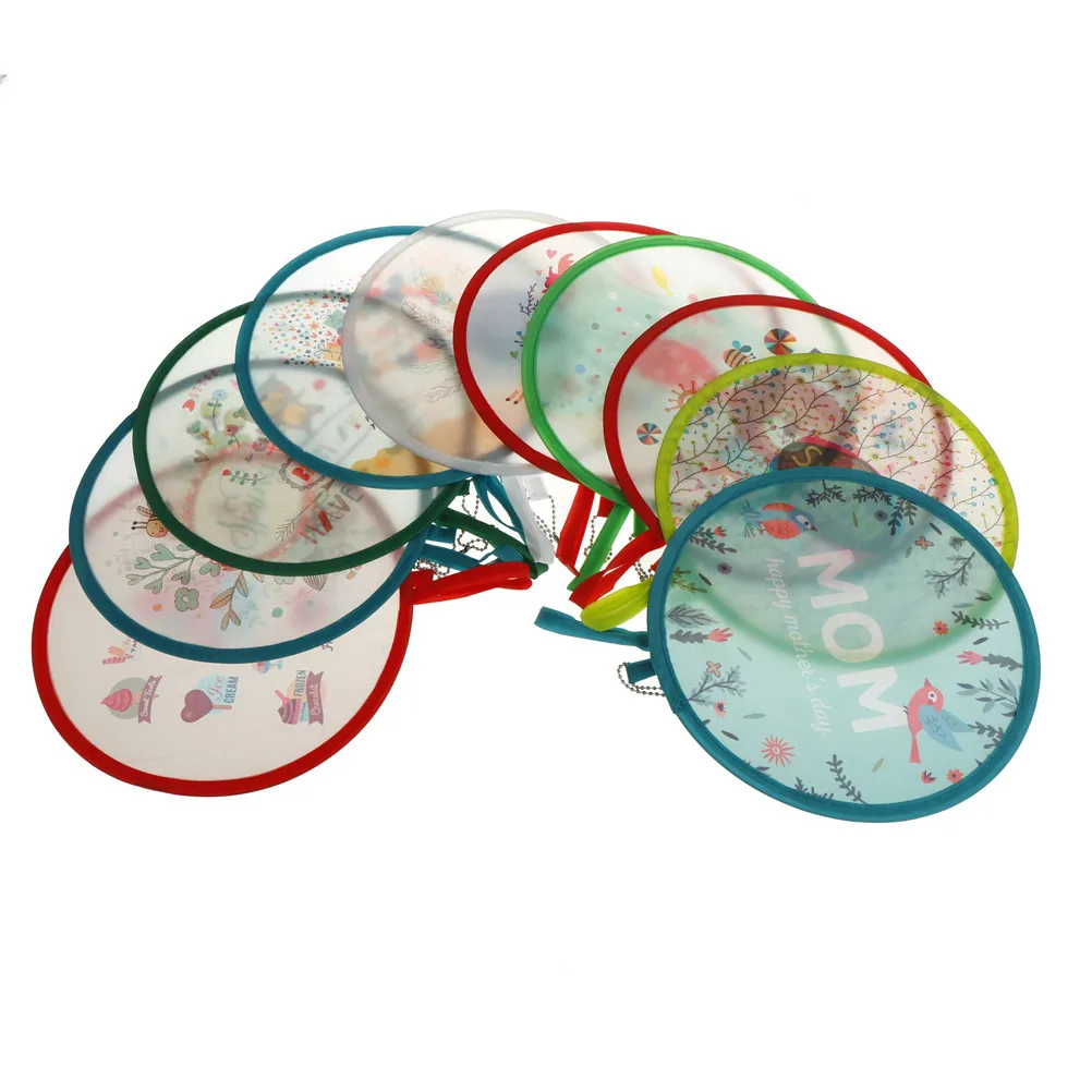 Creative Portable Folding Fan Round Disk Cool Summer Hand Fan For Party Supplies Party Gift 1PCS
