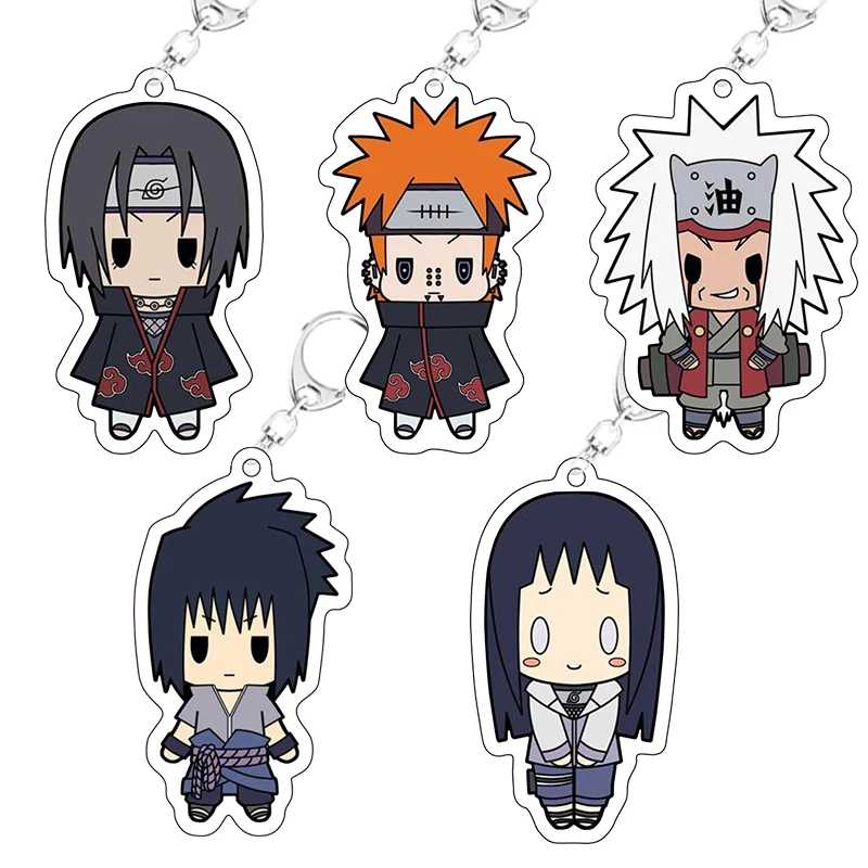 Naruto Anime Figures Keychain Accessories Cartoon Kawaii Akatsuki Uchiha Itachi Acrylic Keychain Holder Toys for Children Gift