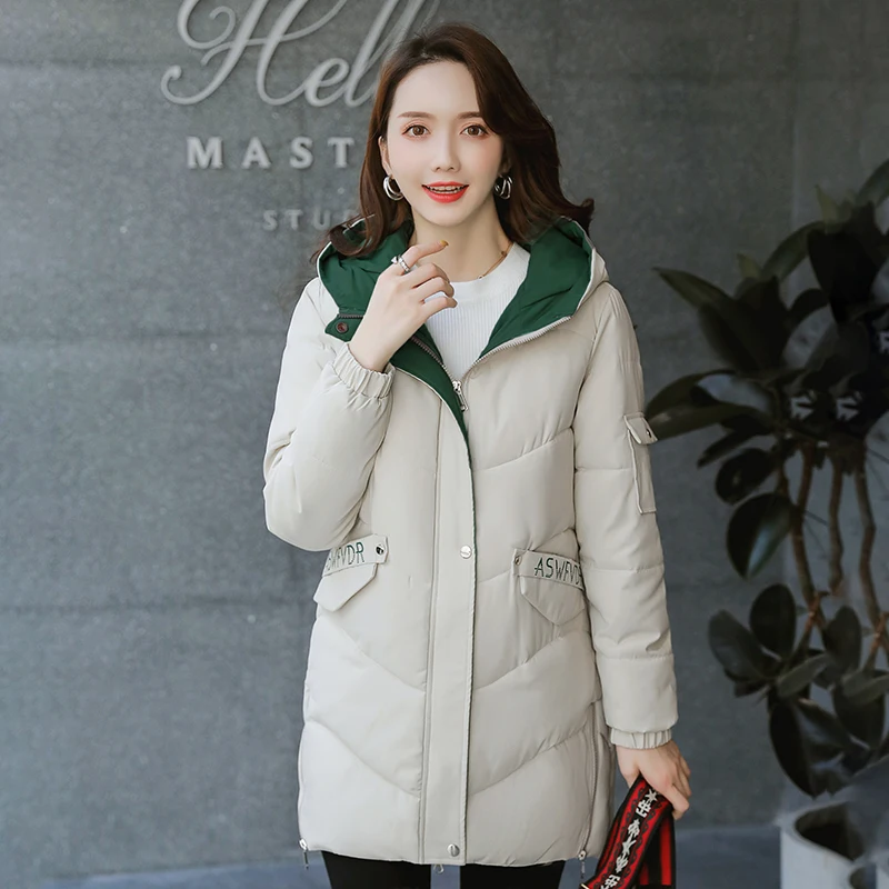 

Женская осенне-зимняя куртка, свободная повседневная верхняя одежда с капюшоном и хлопковой подкладкой, плотное длинное пальто, однотонные...