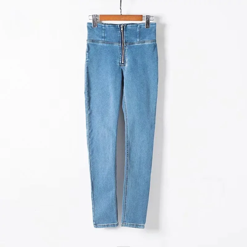 

Women's Jeans High Waist Stretch Skinny Denim Pants 2020 Autumn Winter Blue Retro Washed Elastic Slim Pencil Trousers