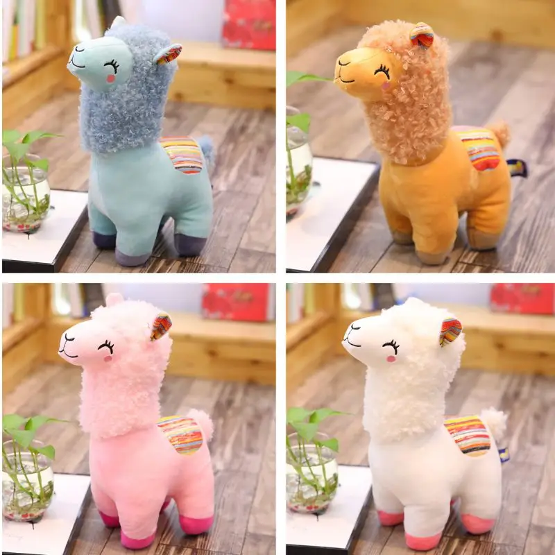 

New 25cm Smile Stripe Alpaca Llama Plush Animals Toy Stuffed Doll Kids Toys Birthday Gifts