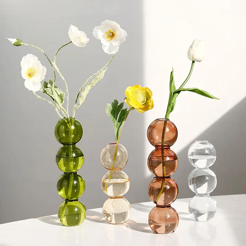 

Home Decoration Glass Vase Room Decoration Flower Pot Modern Color Crystal Transparent Hydroponic Plant Flower Arrangement Art