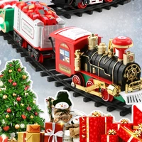 christmas electric train railway toy cars racing track with music santa claus christmas gift for kids small model toys