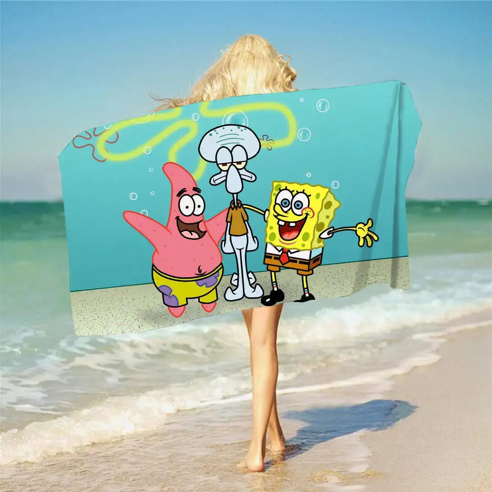 

Indecor Cartoon SpongeBobs Quick Dry Beach Towel SquarePants Microfiber Face Washcloth Washrag Swimming Surfing Bath Towels