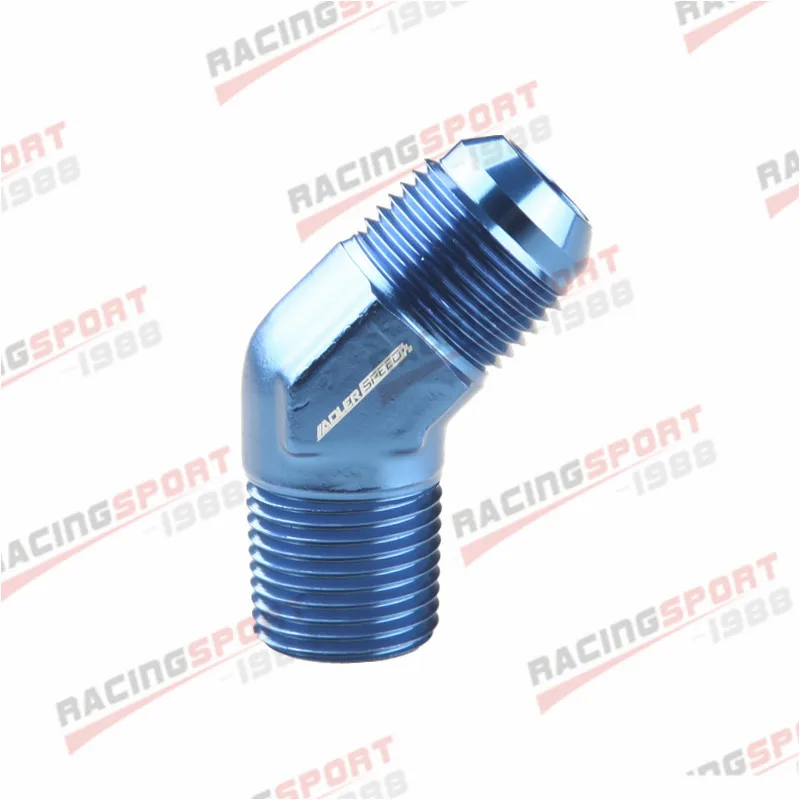 

10AN AN-10 Male To 1/2" NPT 45 Degree Flare Adapter Fitting Aluminum Blue