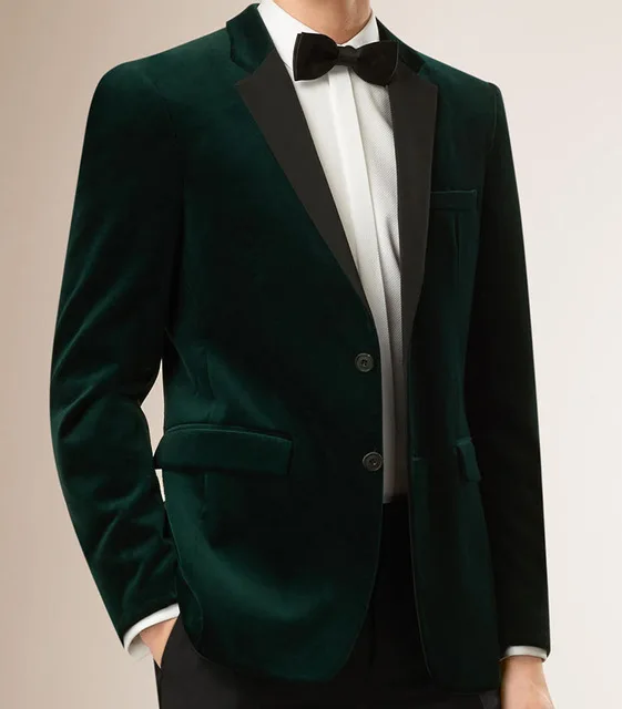 

2022 Green Velvet Suit Men Fashion Wedding Suits for Men Business Social Casual Slim Suits 2 Pcs Set Blazers Pants Costume Homme