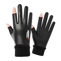 winter mens gloves autumn cycling leather velvet warm non slip male waterproof sports touchscreen ski hiking fishing gloves