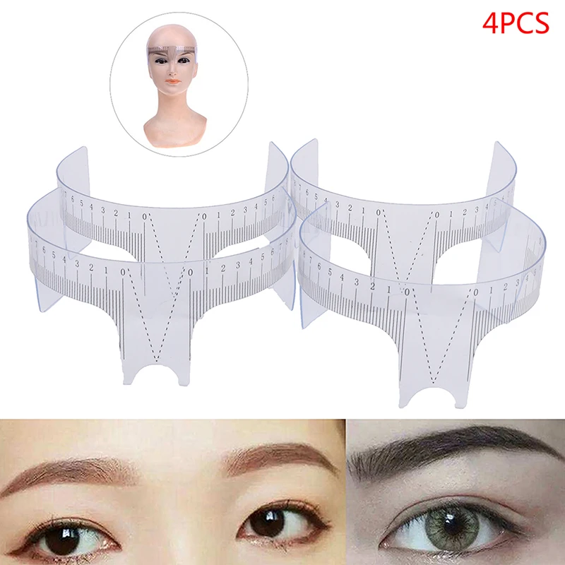 

4pcs/lot Reusable Eyebrow Ruler Tool Permanent Makeup Eyebrow Grooming Tattoo Stencil Shaper Rule Measure Tool Makeup Measures