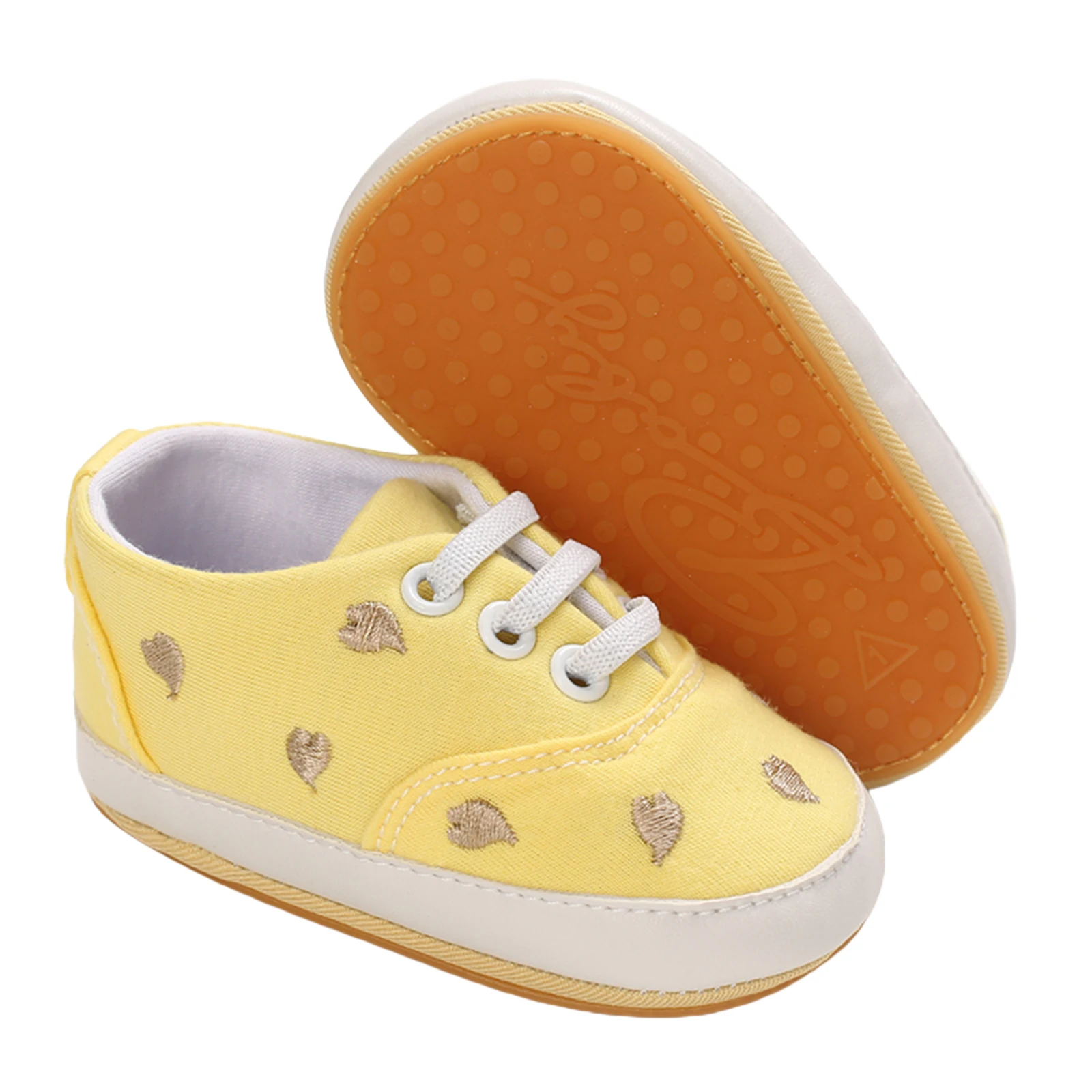 Туфли холщовые для маленьких девочек с вышивкой сердечек и звезд мягкая