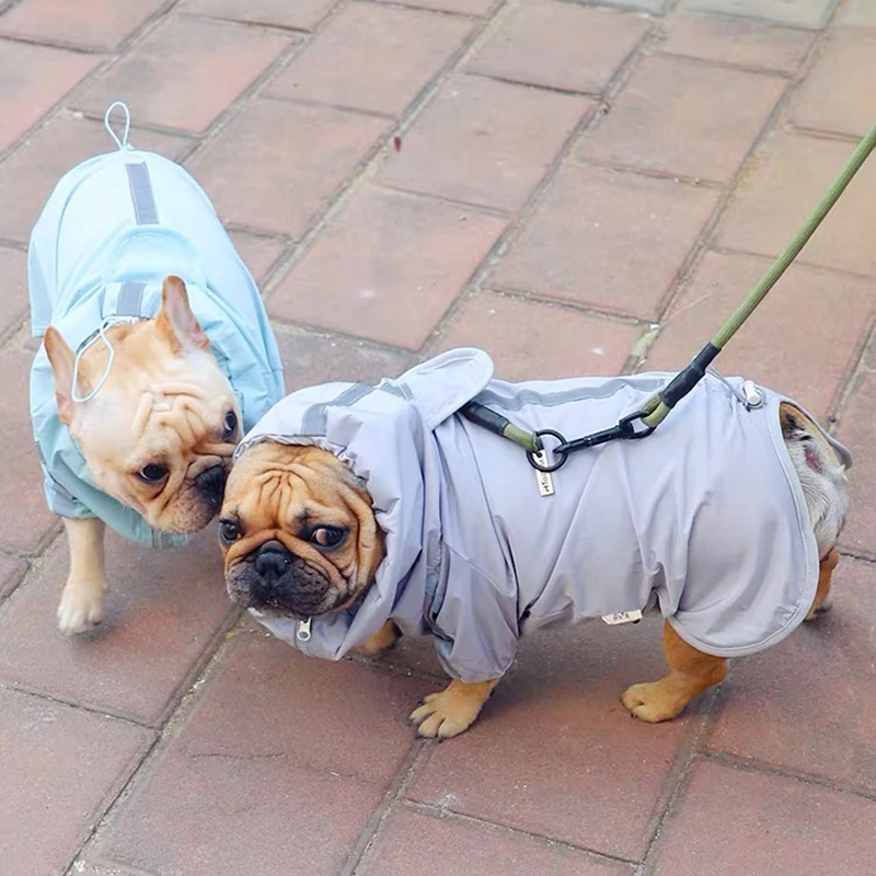 

French Bulldog Reflective Raincoat Clothes For Small Medium Dogs Pug Pet Dog Waterproof Clothes Raining Outdoor Costumes XIC01