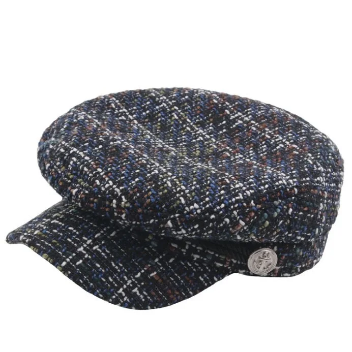 Винтажный клетчатый хлопковый берет HUISHEN003 восьмиугольная шляпа британская