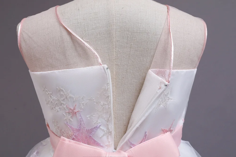 

Mesh Neck Children Special Occassion Lace Dream Wedding Dresses Toddler Ceremony Princess Birthday Party Dress for Girls Kids