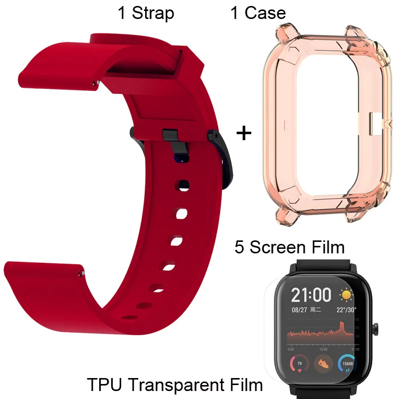 Package 12 Для Xiaomi Amazfit GTS Браслет Ремешок силиконовый ремешок Защитная пленка для экрана чехол 7 шт - Цвет: Package 12