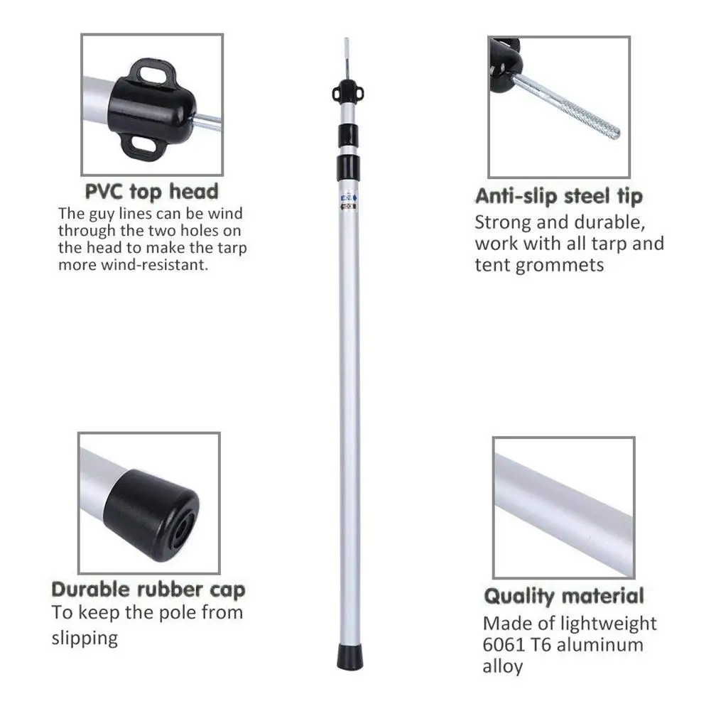 

Lightweight Outdoor Tent Poles Adjustable Tarp Pole Rod Tent Aluminium Poles For Tents Camping Shelters Hiking