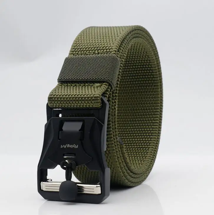 

Elastic Men Belt Magnetic Metal Buckle Adjustable Nylon Belts For Trousers High Quality Outdoor Training Tactical Designer Belt