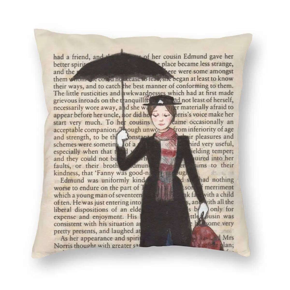 

Mary Poppins Square Pillowcase Polyester Linen Velvet Creative Zip Decor Throw Pillow Case Sofa Seater Cushion Cover