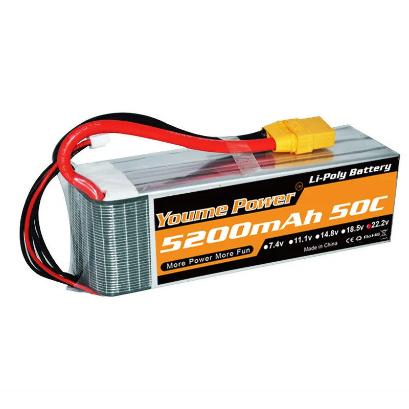 youme 6s lipo 222 в 5200 мач аккумулятор с ру 50c li po