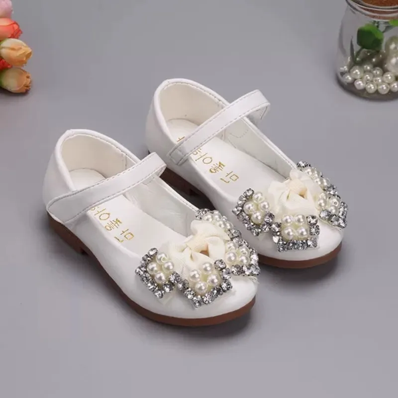 

Baby Girls Shoes Kids Soft bottom Rhinestone pearl flower Princess chaussure fille Childrens Single shoes 1 2 3 4-14