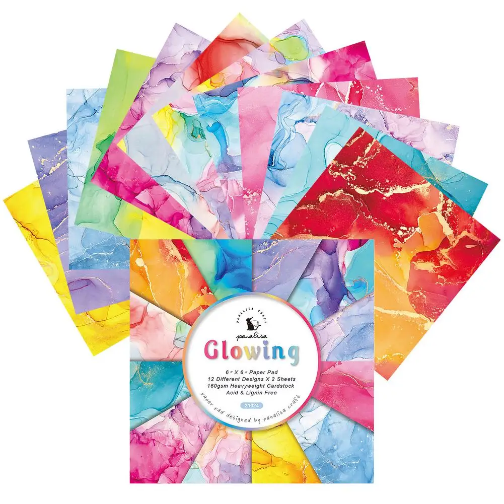 

24 Sheets Rainbow Craft Paper Set 6x6 Inch One-sided Decorative Art Paper 12 Types Colorful Mix Origami Paper For Handmade Scr