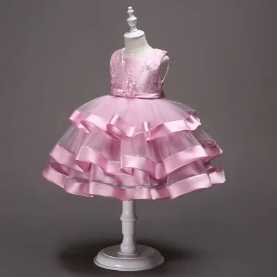 2091 pink Летнее платье принцессы с фатиновой юбкой для девочек платье с цветочным узором для девочек Рождественская одежда на День святого Валентина праздничное платье на свадьбу для маленьких девочек - Цвет: 2091 pink