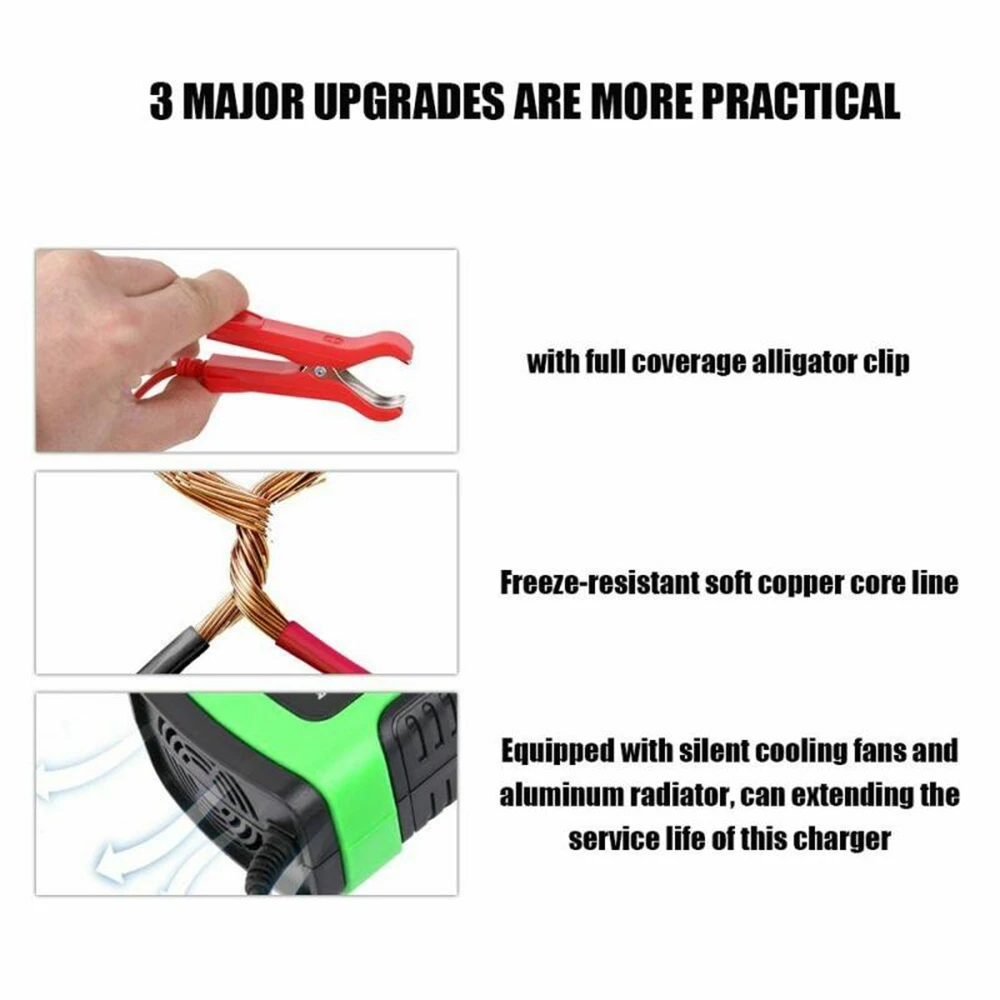 

12V-24V 8A Full Automatic Car Battery Charger Power Pulse Repair Chargers Wet Dry Lead Acid Battery-chargers Digital LCD Display