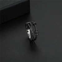 funmode fashion black cubic zircon finger ring for women wedding party jewelry anillos mujer wholesale fr124