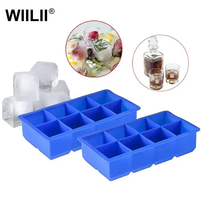 Кубики для льда силиконовые большие квадратные формы виски и коктейлей