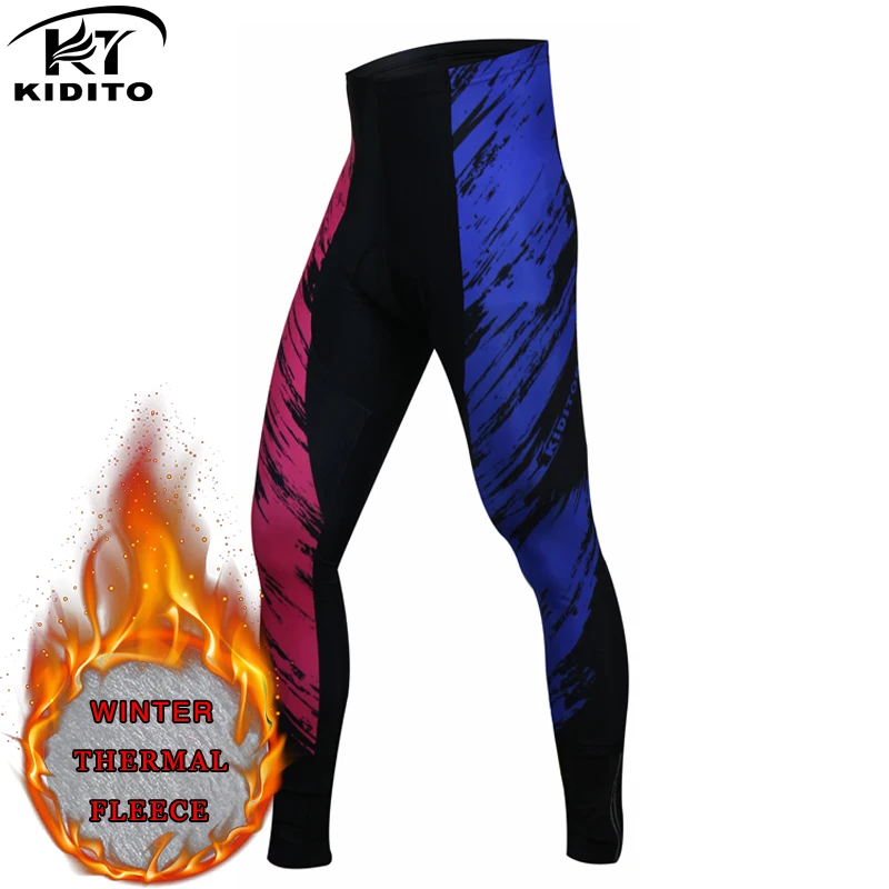 

KIDITOKT 2021 Mens Winter Cycling Pants Shockproof Thermal Fleece Cycling Bicycle Trousers Keep Warm Bike Cycling Tights For Men