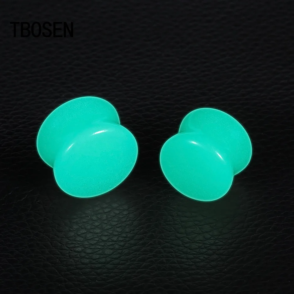 

New Arrival Luminous Stone Polish Flesh Ear Piercing Plugs Expanders Body Jewelry Fashion Gift Mix Size 6 To 16mm