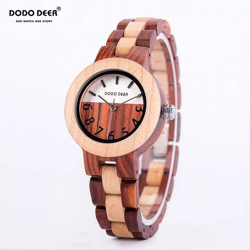 

DODO DEER Women's Watches Wooden Red Sandalwood Female Wristwatch Analog Quartz Simple Customized Ladies Orologio da donna