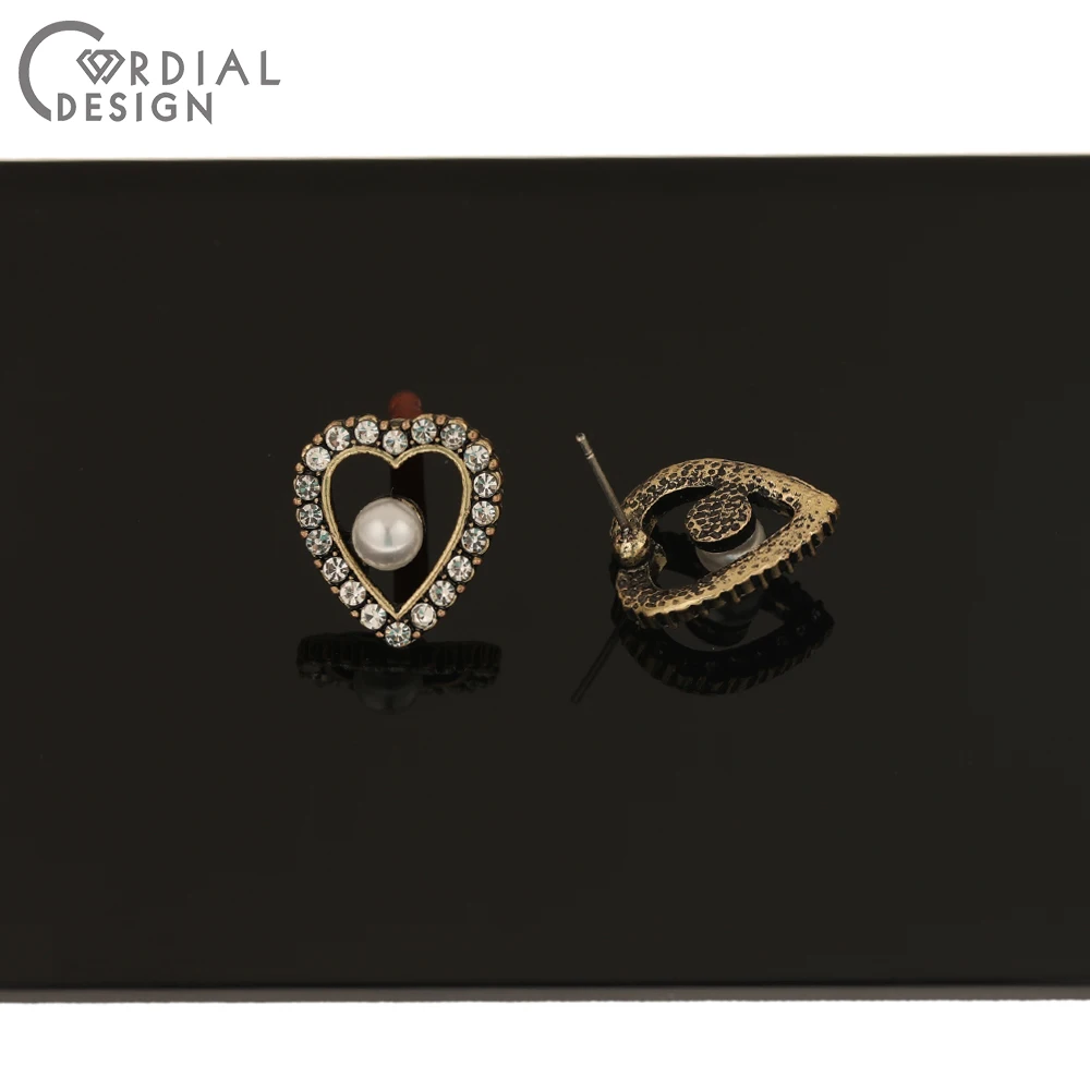 

Cordial Design 100Pcs 15*16MM Jewelry Accessories/Earring Findings/Hand Made/Heart Shape/Rhinestone Earrings Stud/DIY Making