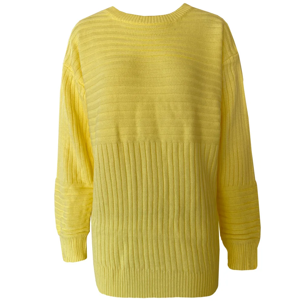 

Foridol ribbed knitted yellow long sweater pullover chic oversized white long sleeve autumn winter jumper casual loose sweater