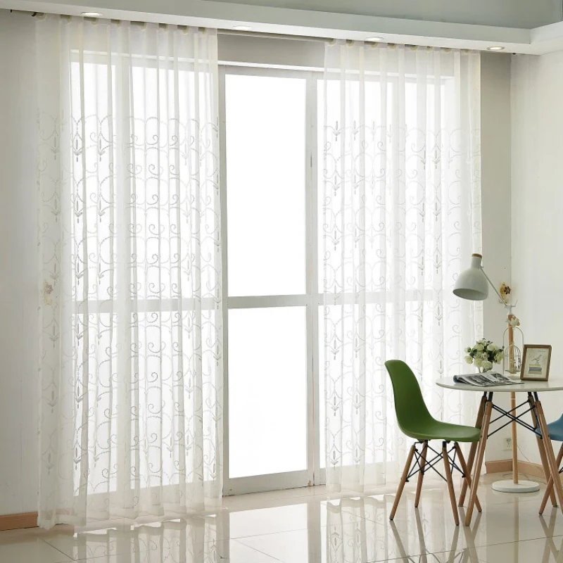 Американский кантри занавеска белая отвесная для гостиной лампа узор Тюль с