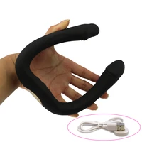 silicone double head dildo vibrator massager dual vibrating long penis u shape g spot stimulate sex toys for women lesbian