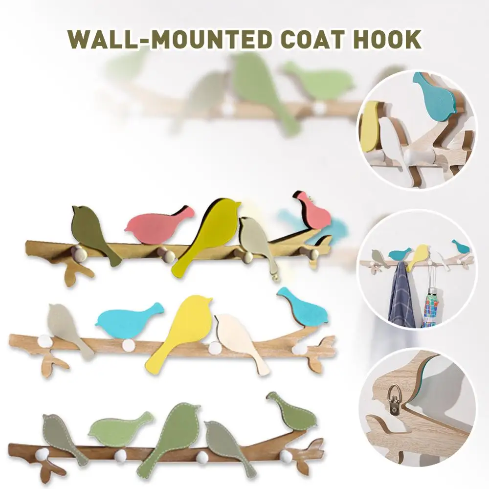 Идиллический деревянный крючок в виде птицы на стене дома Спальня дверной для