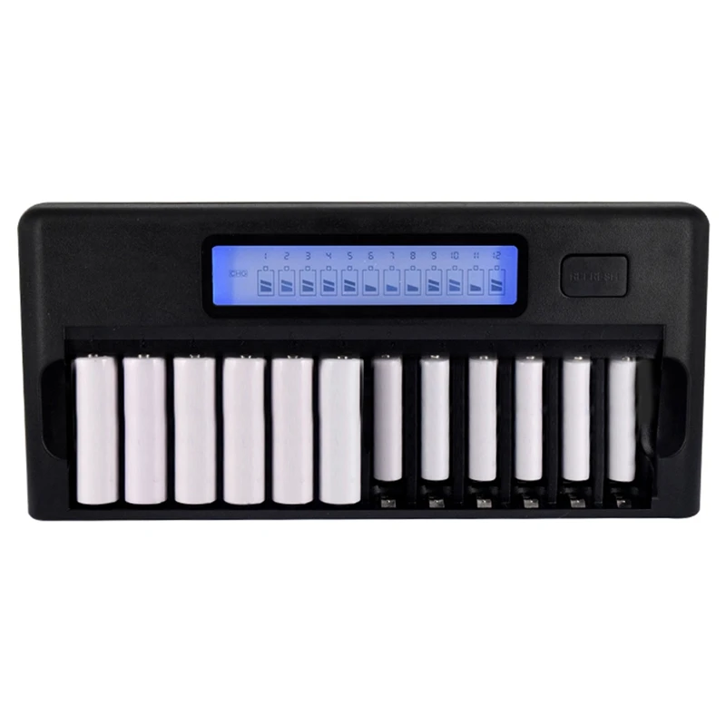 Интеллектуальное зарядное устройство с ЖК дисплеем быстрое умное 12 ячеек для