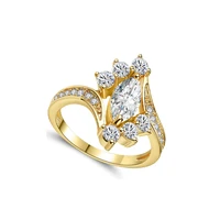 popular ladies geometric white crystal zirconia gold color ring for women jewelry accessories