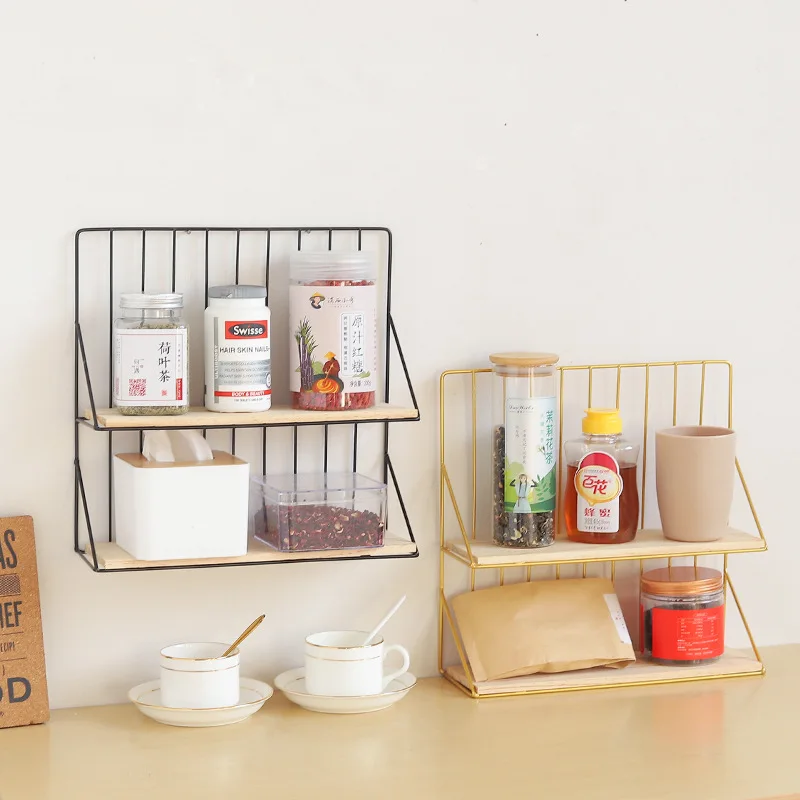 Двухслойные деревянные стеллажи для хранения подвесная декоративная полка