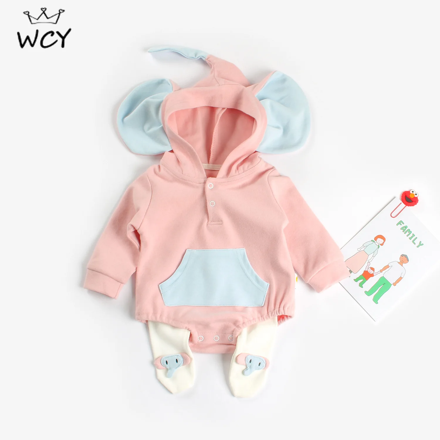 Fall New Baby Girl Clothes Cartoon Elephant modeling Roupa Infantil Korean Long sleeve Bodysuits + Leggings Hat Roupas De Bebe | Детская