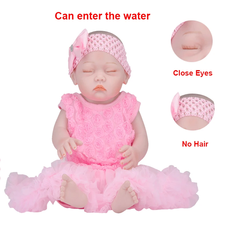 20 дюймов Reborn Baby Doll полный силиконовые Новорожденные куклы закройте глаза