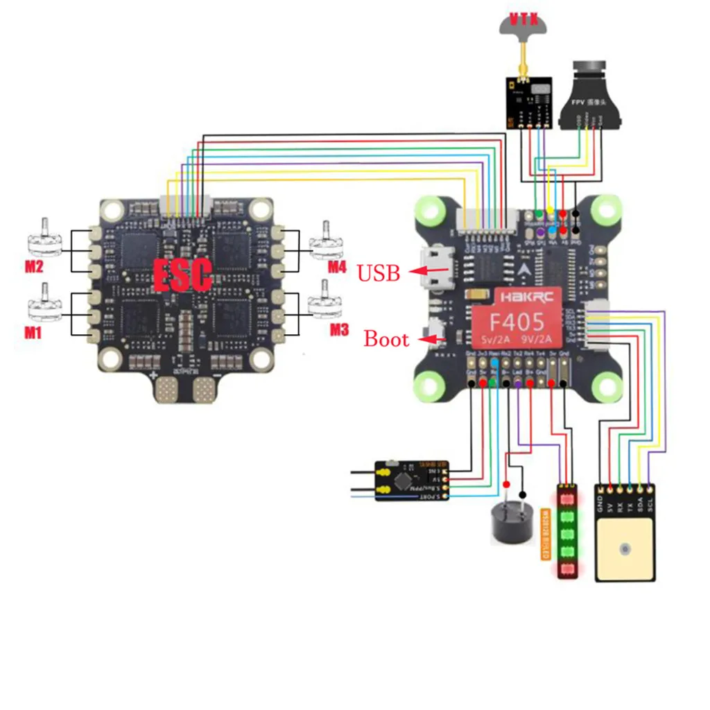 Модель аксессуары для самолетов HAKRC Flytower F405 BEC OSD 3 9S Контроллер полета и 50A 6S ESC