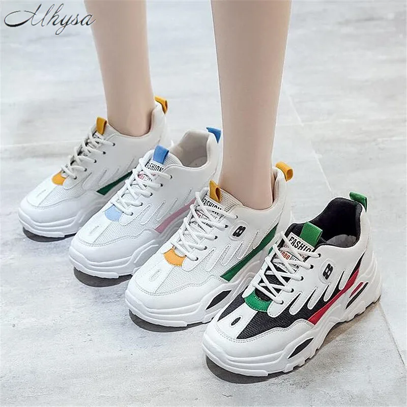 

2020 Fashion Women's Spring Sneakers Color matching Low help latform Casual Shoes Woman Breathable Ladies Sneakers L1398