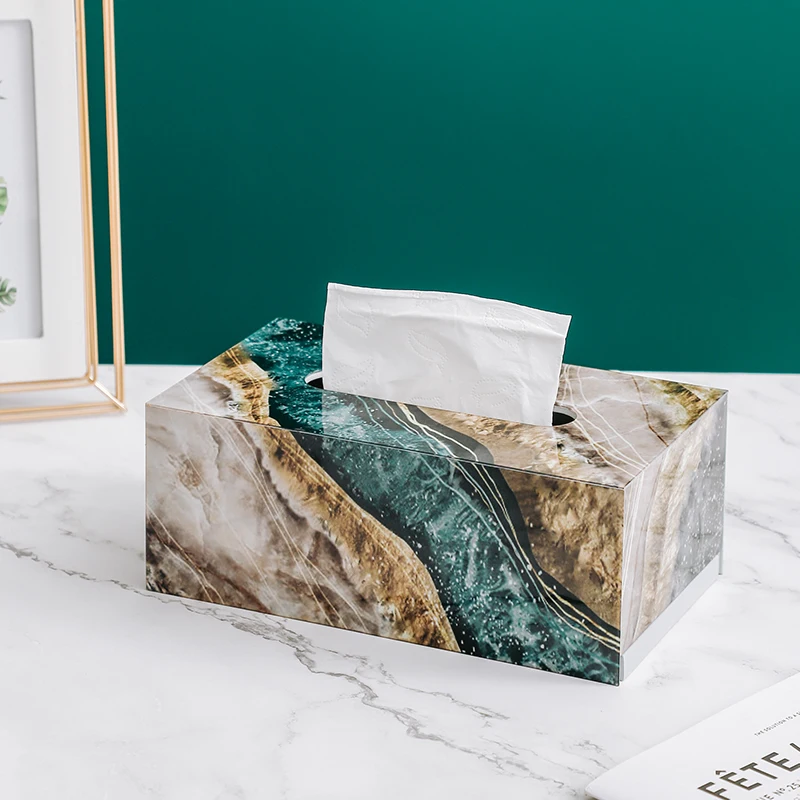 

Light luxury style high-end Tissue box household coffee Table napkin box Wood Acrylic material tissue boxs table pumping box