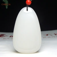 cynsfja new real rare certified hetian white jade mutton fat nephrite lucky amulet peace jade pendant high quality elegant gift
