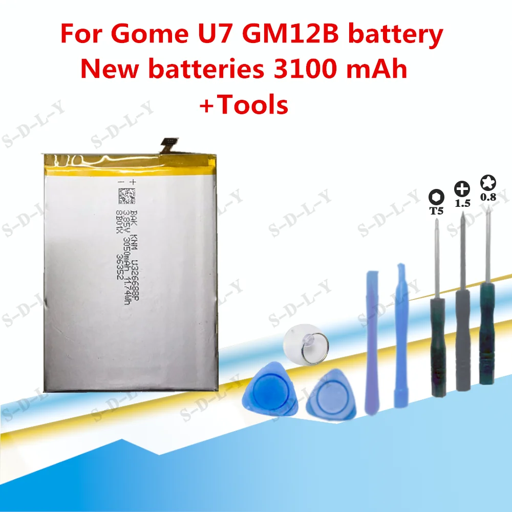 

3100mAh/11.935Wh GM12B Replacement Battery For GOME U7 smartphone Built-in Li-ion bateria Li-Polymer Batterie+Tracking + tools