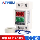 Многофункциональный цифровой измеритель переменного тока, вольтметр-амперметр, диапазон измерения 0-100 А, 60 А, с красным и зеленым светодиодом, DIN-рейка