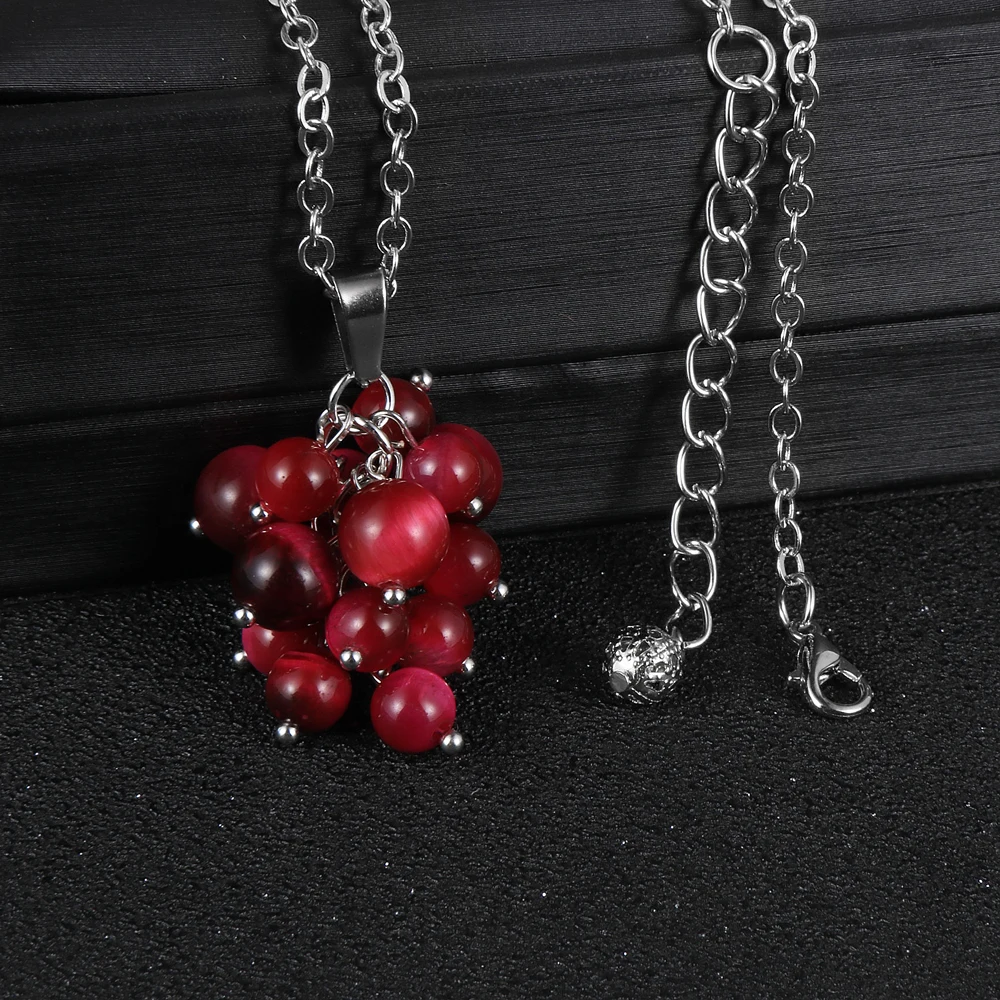 Женский кулон из натурального камня флюорит аметист виноград кулоны ожерелье