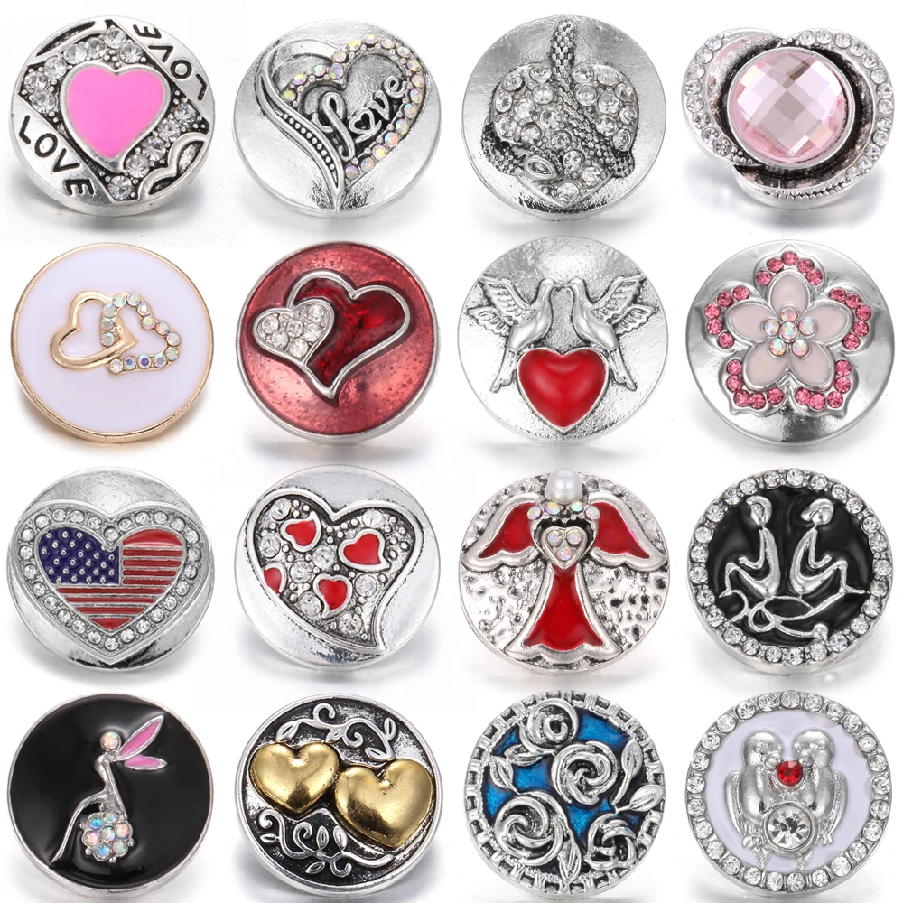 6 шт./лот новые кнопки Любовь ювелирные изделия Много Стразы Кристалл Сердце