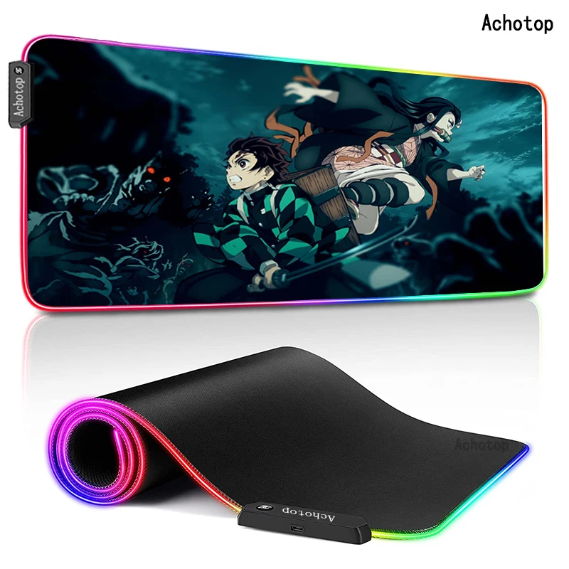 

RGB Demon slayer Large XL Mouse Mat Anime Laptop Mouse Pad Notbook XXL Computer Keyboard Gaming Mousepad Gamer Play Mats 900x400