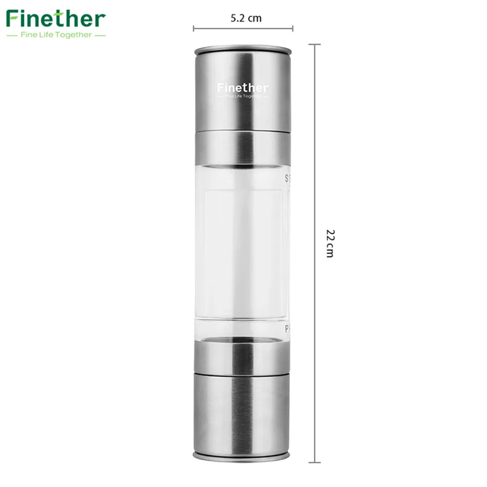 2019 Finether мельница для перца 2 в 1 из нержавеющей стали ручная соли и специй кухонный